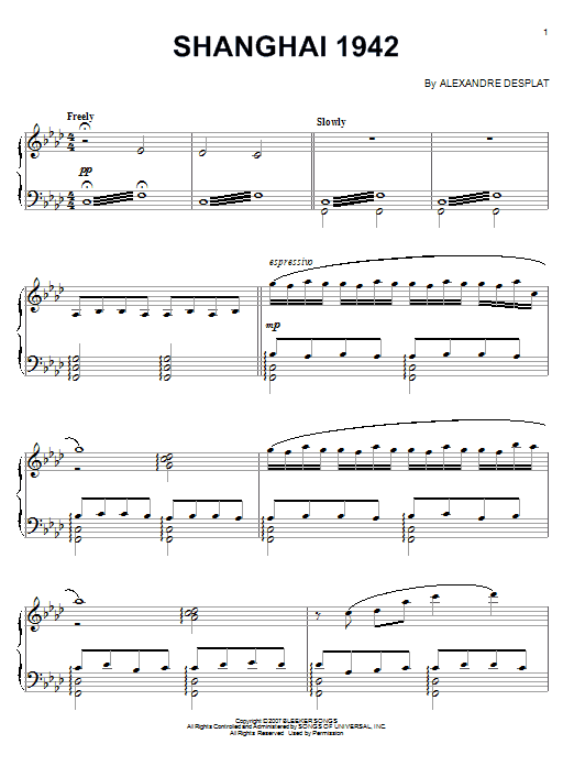 Shanghai 1942 (Piano Solo) von Alexandre Desplat