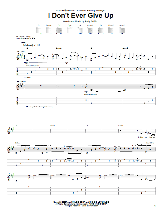 I Don't Ever Give Up (Guitar Tab) von Patty Griffin