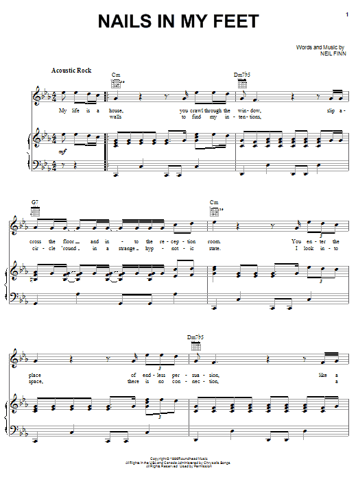 Nails In My Feet (Piano, Vocal & Guitar Chords (Right-Hand Melody)) von Crowded House
