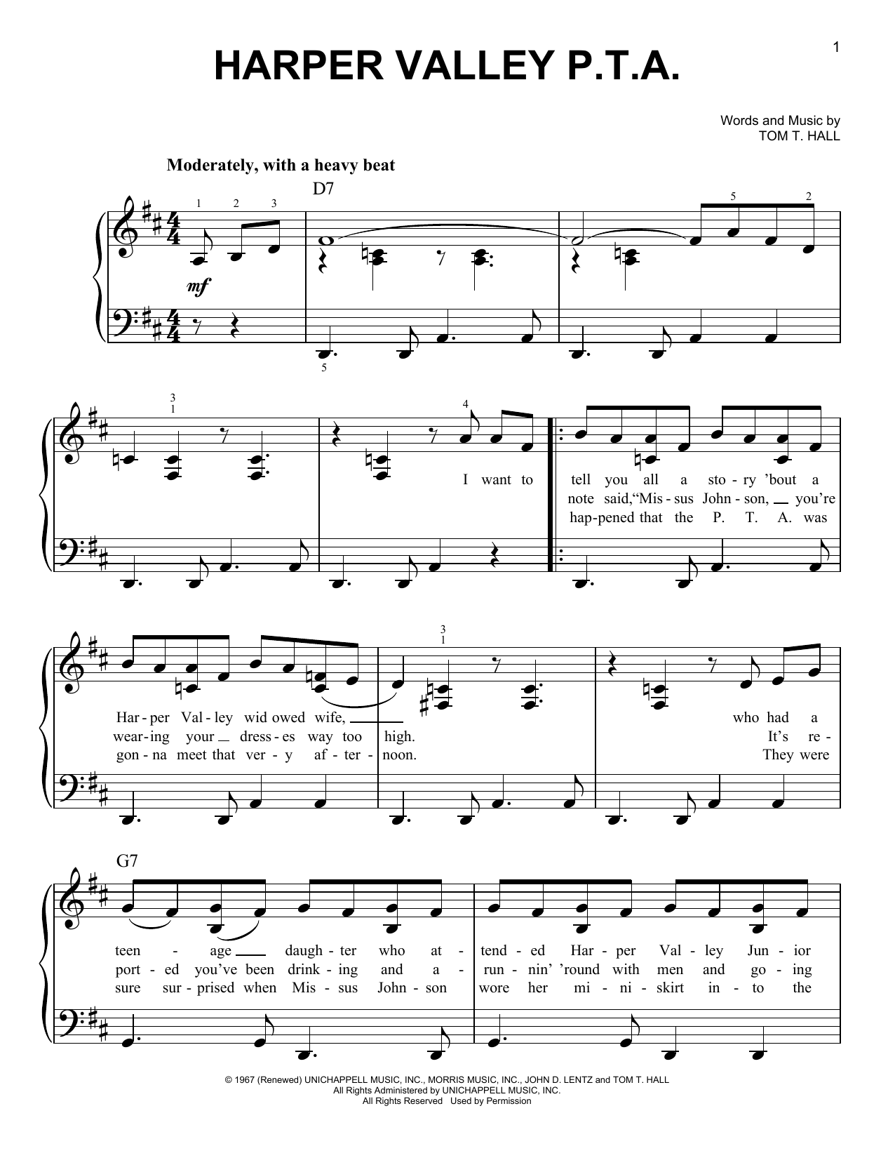 Harper Valley P.T.A. (Easy Piano) von Jeannie C. Riley