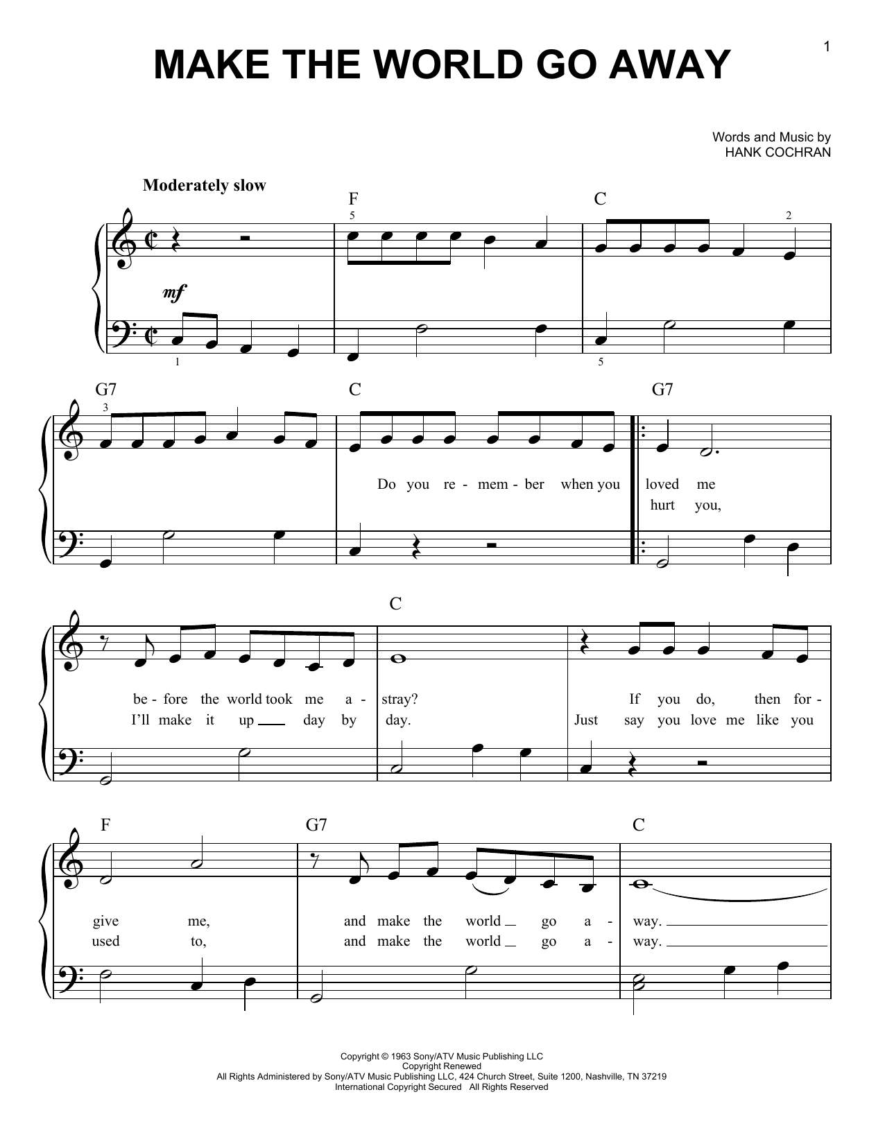 Make The World Go Away (Very Easy Piano) von Eddy Arnold