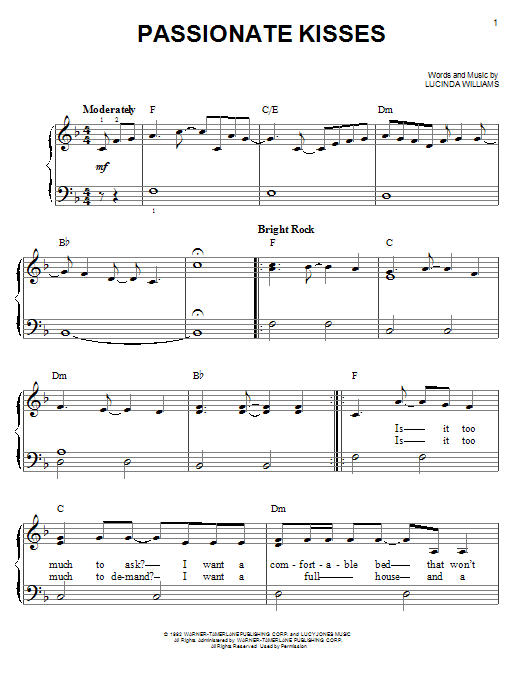 Passionate Kisses (Easy Piano) von Mary Chapin Carpenter