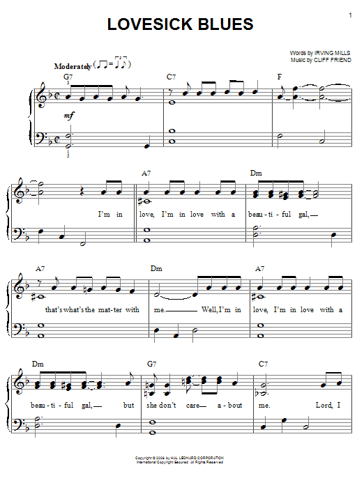Lovesick Blues (Easy Piano) von Hank Williams