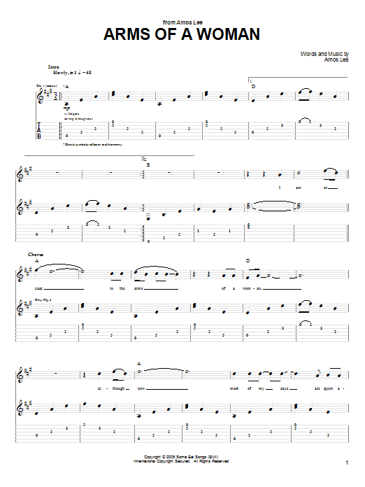 Arms Of A Woman (Guitar Tab) von Amos Lee