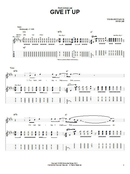 Give It Up (Guitar Tab) von Amos Lee