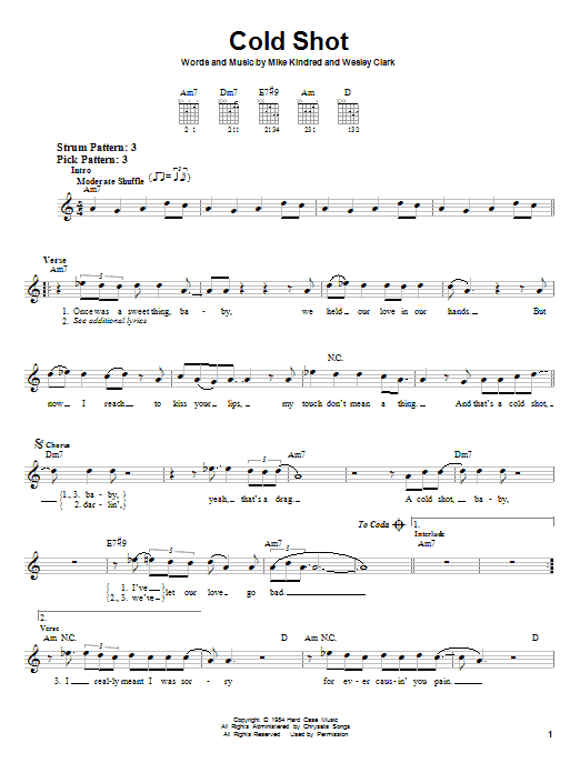 Cold Shot (Easy Guitar) von Stevie Ray Vaughan