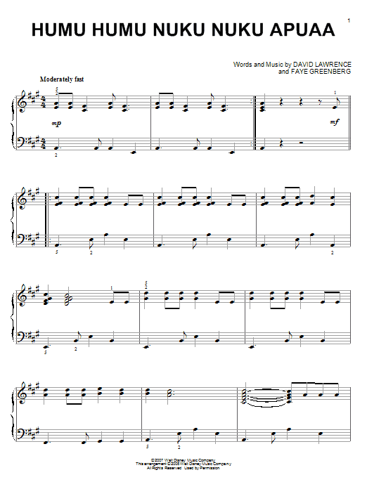 Humu Humu Nuku Nuku Apuaa (Piano Solo) von High School Musical 2