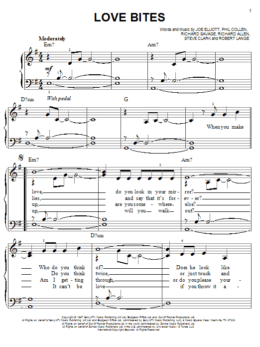 Love Bites (Easy Piano) von Def Leppard
