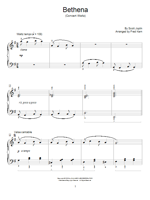 Bethena, Ragtime Waltz (Educational Piano) von Scott Joplin