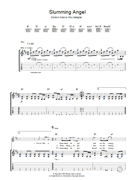 Slumming Angel (Guitar Tab) von Rory Gallagher