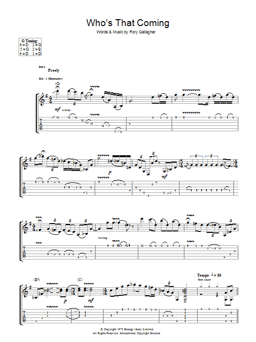 Who's That Coming (Guitar Tab) von Rory Gallagher