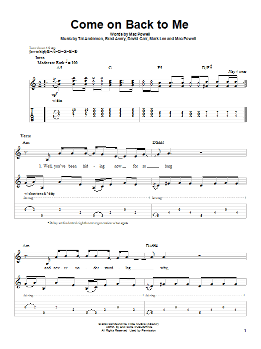 Come On Back To Me (Guitar Tab (Single Guitar)) von Third Day