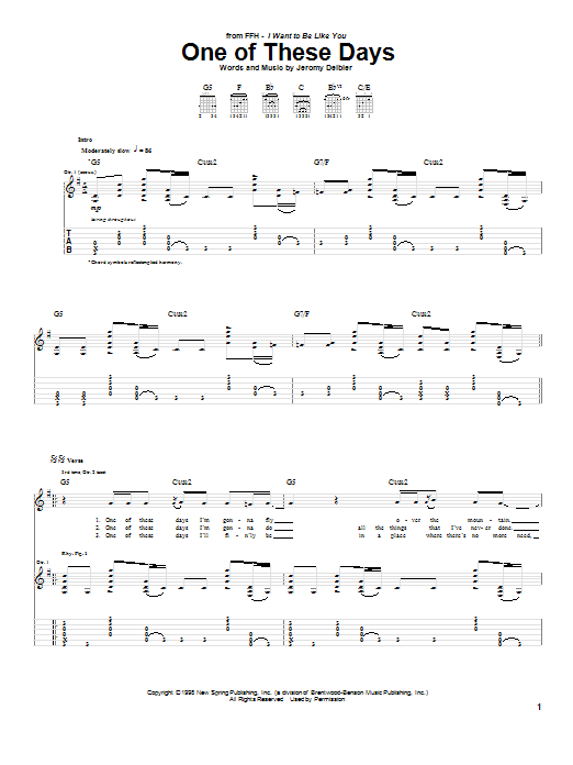 One Of These Days (Guitar Tab) von Jeromy Deibler