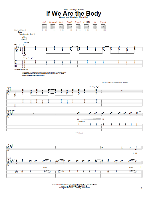 If We Are The Body (Guitar Tab) von Casting Crowns
