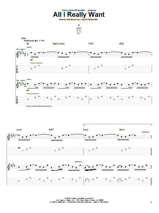 All I Really Want (Guitar Tab) von Lincoln Brewster