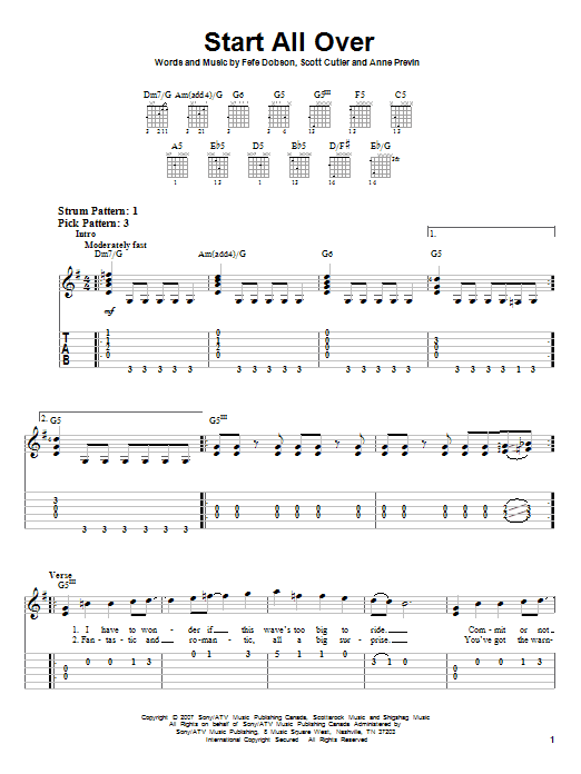 Start All Over (Easy Guitar Tab) von Miley Cyrus
