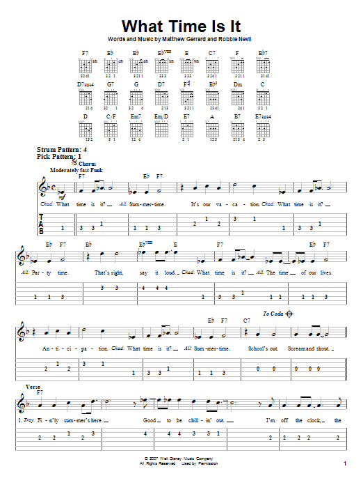 What Time Is It (Easy Guitar Tab) von High School Musical 2