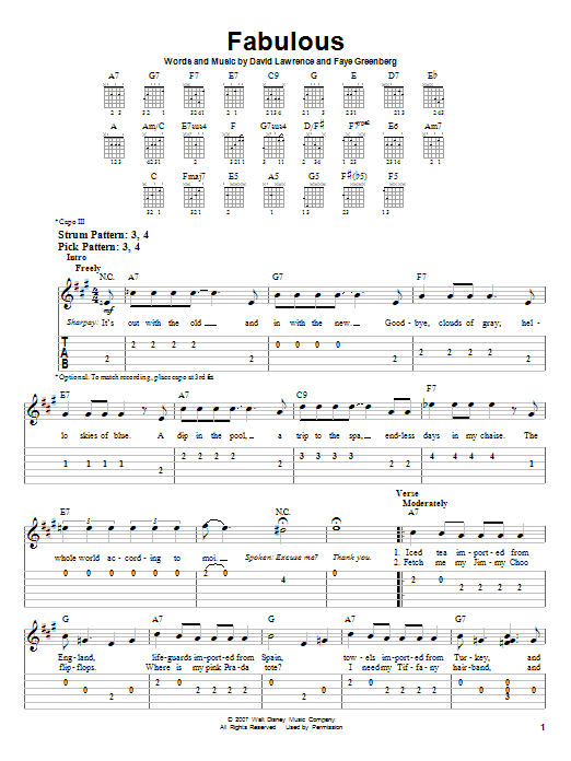 Fabulous (Easy Guitar Tab) von High School Musical 2