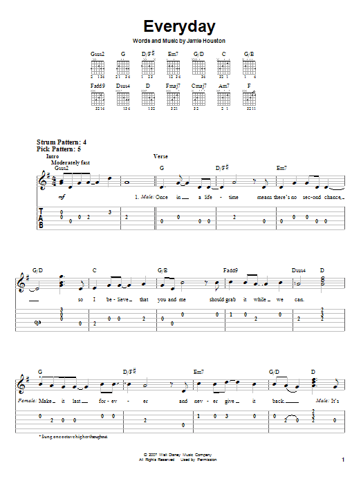 Everyday (Easy Guitar Tab) von High School Musical 2