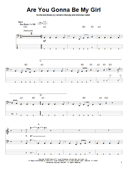 Are You Gonna Be My Girl (Bass Guitar Tab) von Jet