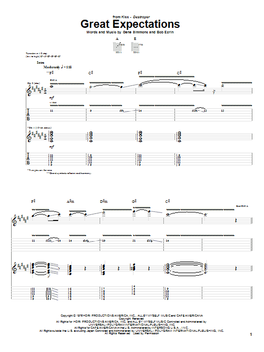 Great Expectations (Guitar Tab) von KISS