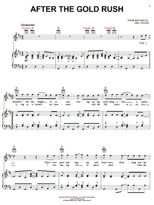 After The Gold Rush (Piano, Vocal & Guitar Chords (Right-Hand Melody)) von Neil Young