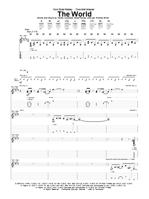 The World (Guitar Tab) von Brad Paisley