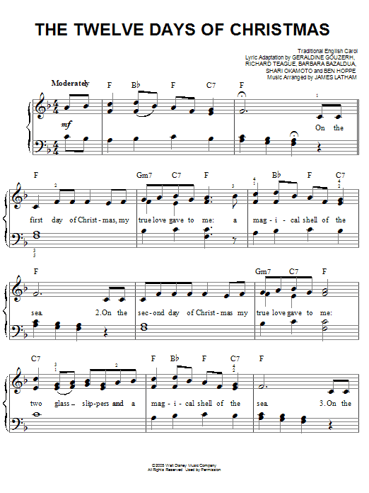 The Twelve Days Of Christmas (Easy Piano) von Traditional Carol