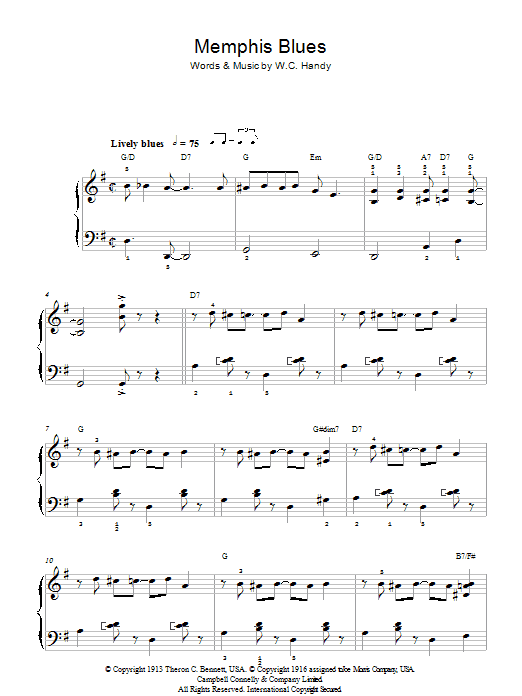 Memphis Blues (Easy Piano) von W.C. Handy