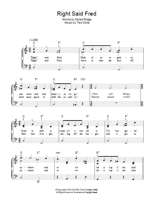 Right Said Fred (Easy Piano) von Bernard Cribbins