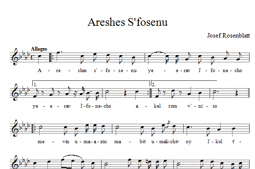 Areshes S'fosenu (Lead Sheet / Fake Book) von Yossele Rosenblatt