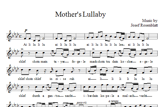 Mother's Lullaby (Lead Sheet / Fake Book) von Yossele Rosenblatt