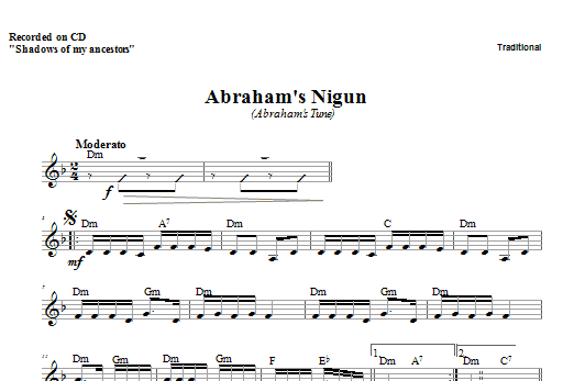 Abraham's Nigun (Lead Sheet / Fake Book) von Zinovy Goro