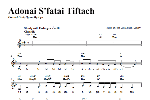 Adonai S'fatai Tiftach (Lead Sheet / Fake Book) von Lisa Levine