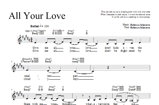 All Your Love (Lead Sheet / Fake Book) von Rebecca Schwartz