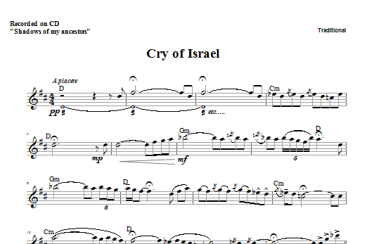 Cry of Israel (Lead Sheet / Fake Book) von Zinovy Goro