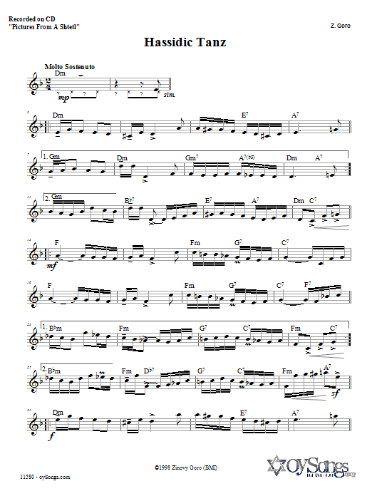 Hassidic Tanz (Lead Sheet / Fake Book) von Zinovy Goro