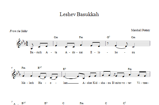 Leshev Basukkah (Lead Sheet / Fake Book) von Marshall Portnoy