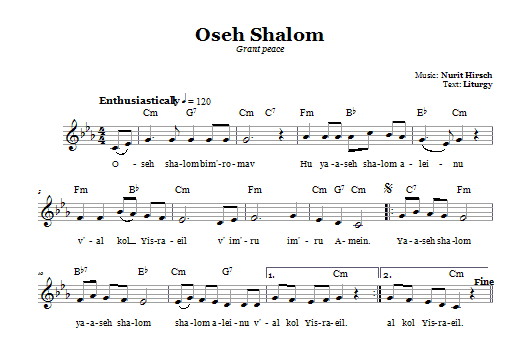 Oseh Shalom (Grant Peace) (Lead Sheet / Fake Book) von Nurit Hirsch