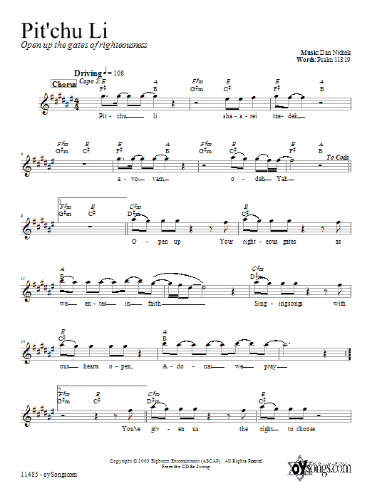 Pit'chu Li (Lead Sheet / Fake Book) von Dan Nichols