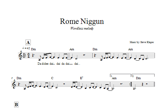 Rome Niggun (Lead Sheet / Fake Book) von Steve Klaper