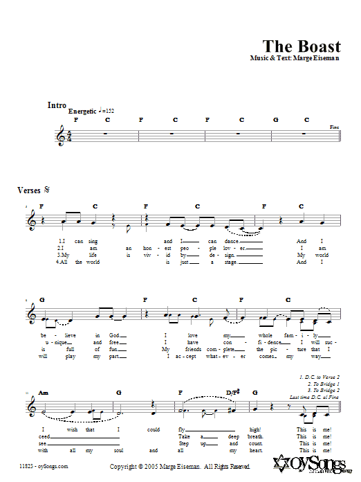 The Boast (Lead Sheet / Fake Book) von Marge Eiseman