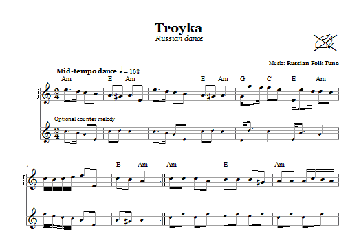 Troyka (Russian Dance) (Lead Sheet / Fake Book) von Russian Folk Tune