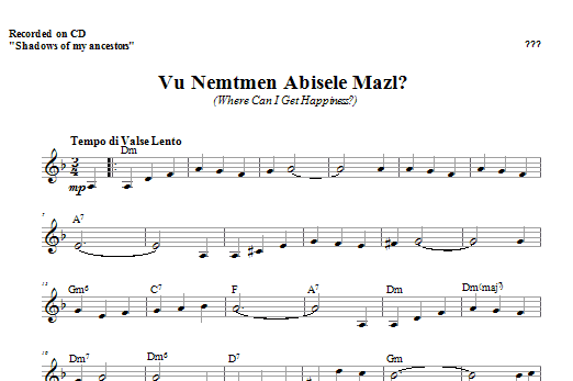 Vu Nemtmen Abisele Mazl? (Lead Sheet / Fake Book) von Zinovy Goro