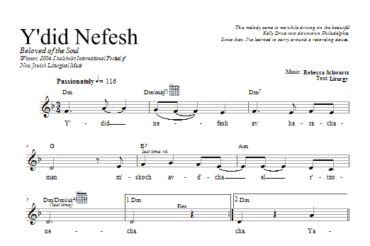 Y'did Nefesh (Lead Sheet / Fake Book) von Rebecca Schwartz