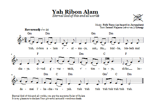 Yah Ribon Olam (Eternal God Of This And All Worlds) (Lead Sheet / Fake Book) von Folk Tune