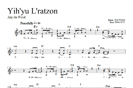 Yih'yu L'ratzon (Lead Sheet / Fake Book) von Dan Nichols