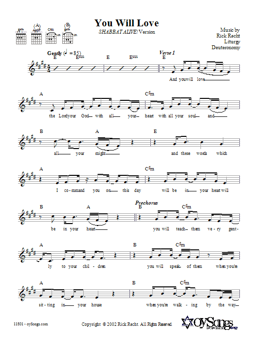 You Will Love (Shabbat Alive! Version) (Lead Sheet / Fake Book) von Rick Recht