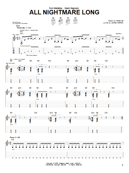 All Nightmare Long (Guitar Tab) von Metallica