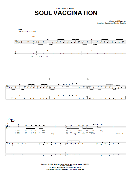 Soul Vaccination (Bass Guitar Tab) von Tower Of Power